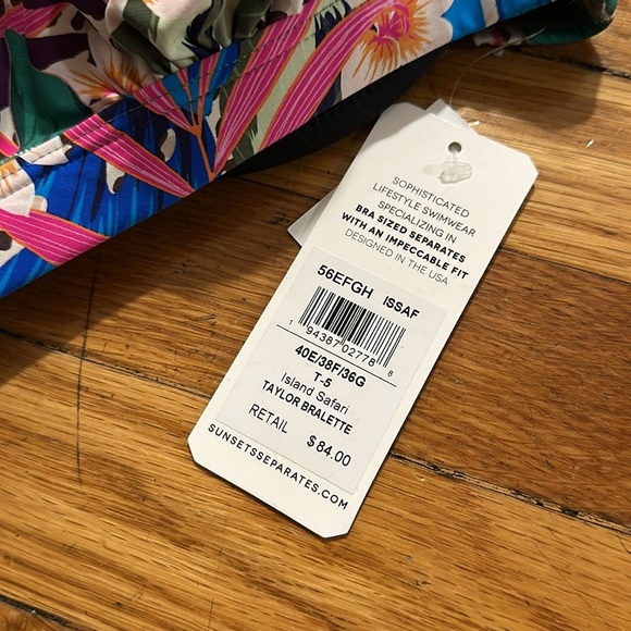NWT sunsets California bikini Taylor bralette swim island safari top 40E/ 38F - Picture 3 of 4